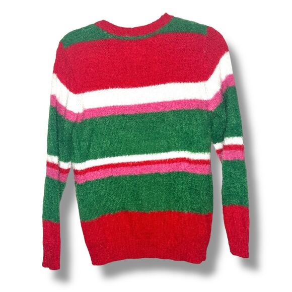 Girls Holiday Time Christmas Sequined Unicorn  Striped Sweater Large 10-12 - Picture 5 of 5